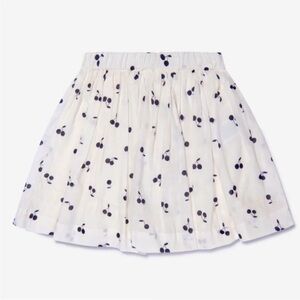 Bonpoint Suzon Cotton Skirt in Polka Dot Blue and Yellow